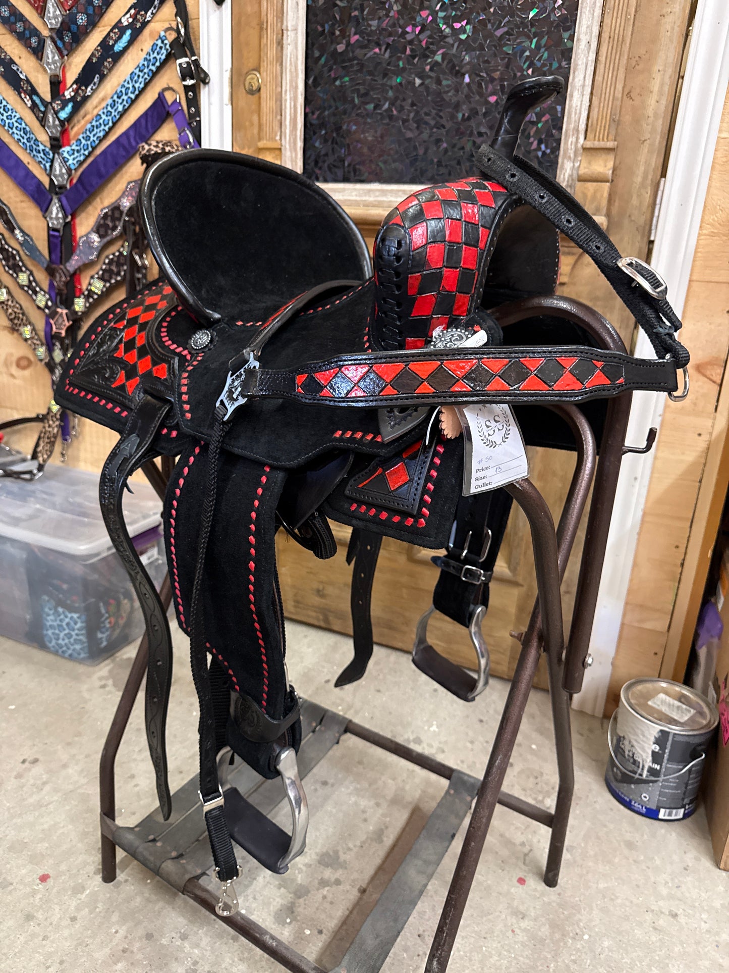 Silva Martin 13” Red Checkered Black Saddle 50