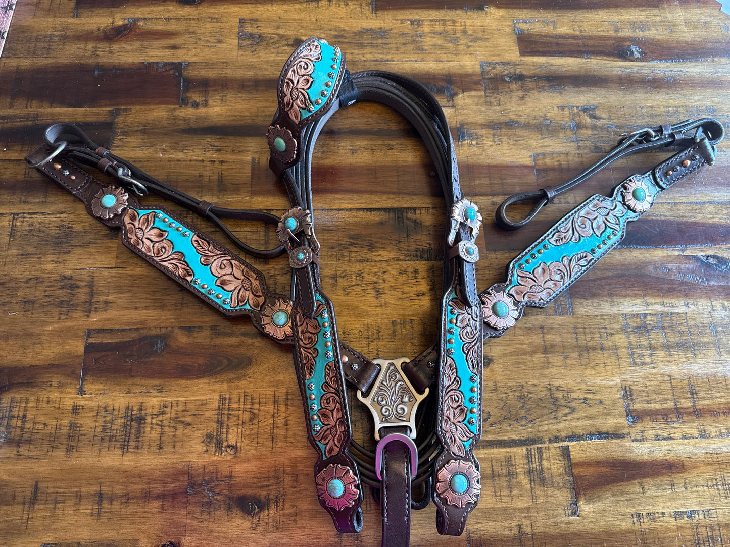 Limited Edition Azure Petal One Ear Headstall and Breast Collar Set