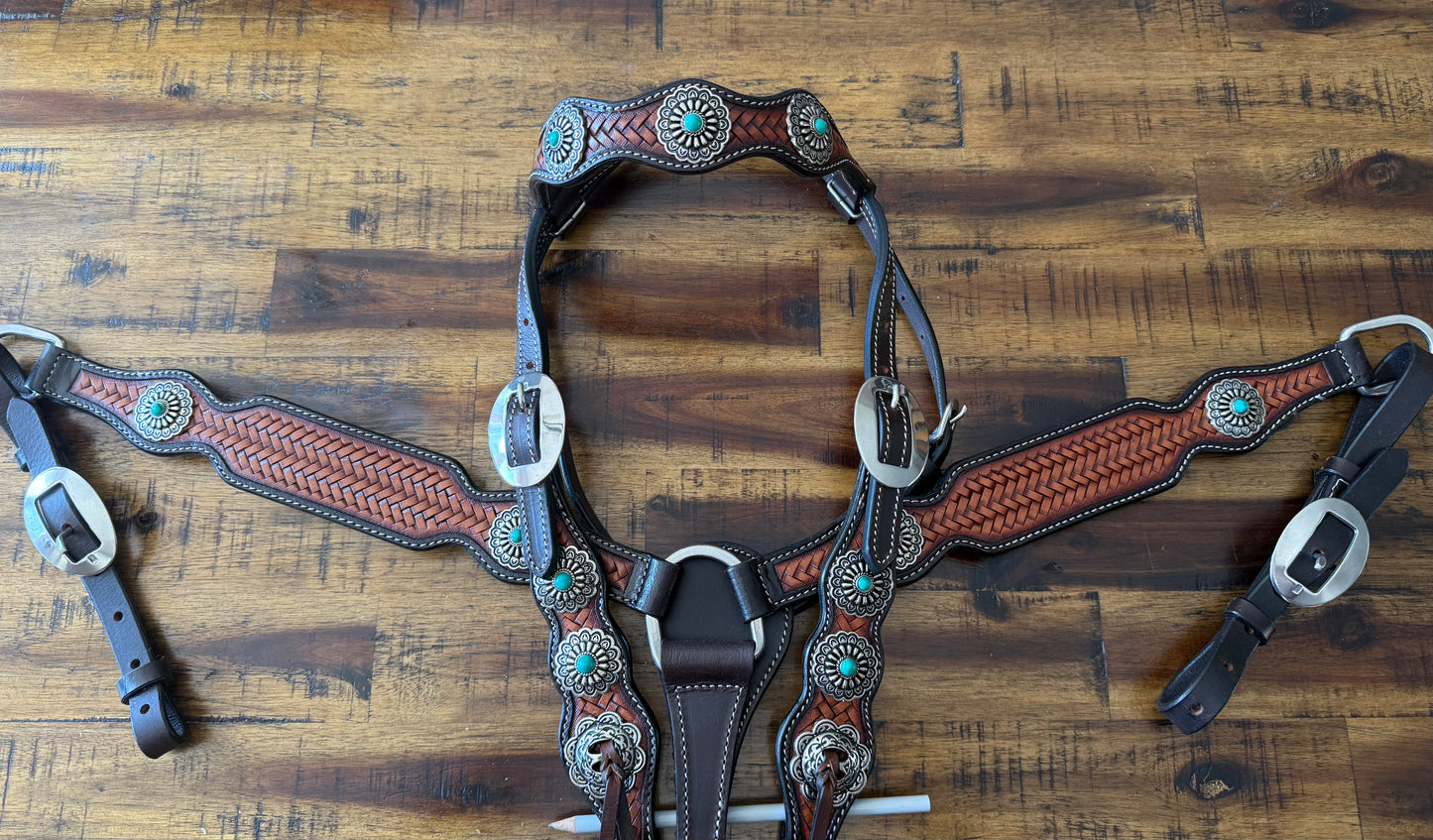 Braided Blue Browband Headstall and Breastcollar Set
