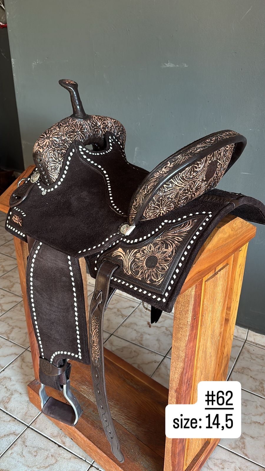 Silva Martin 14.5” Brown Floral Saddle 62 Sold Saige