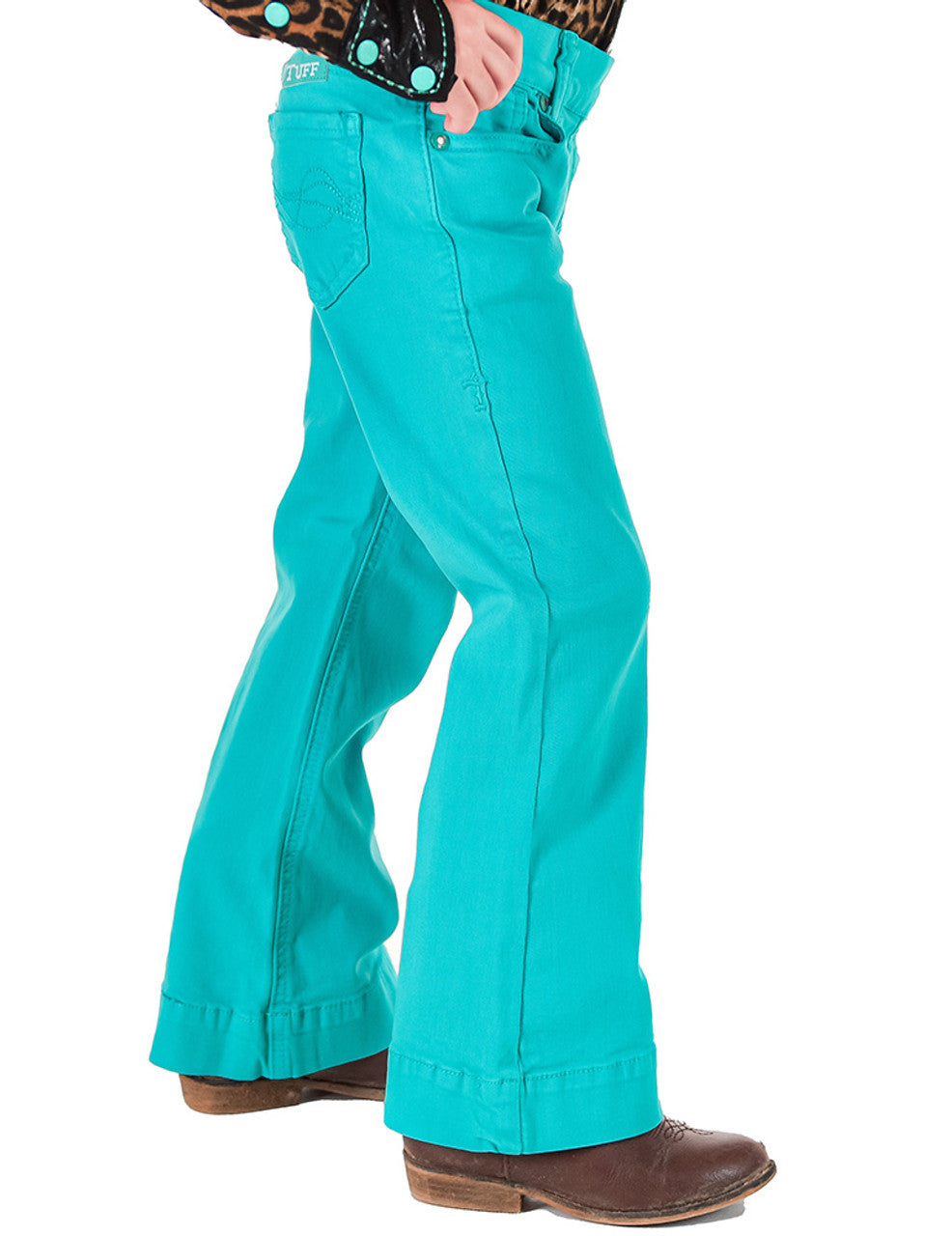 Girls Turquoise Pull-On Trousers