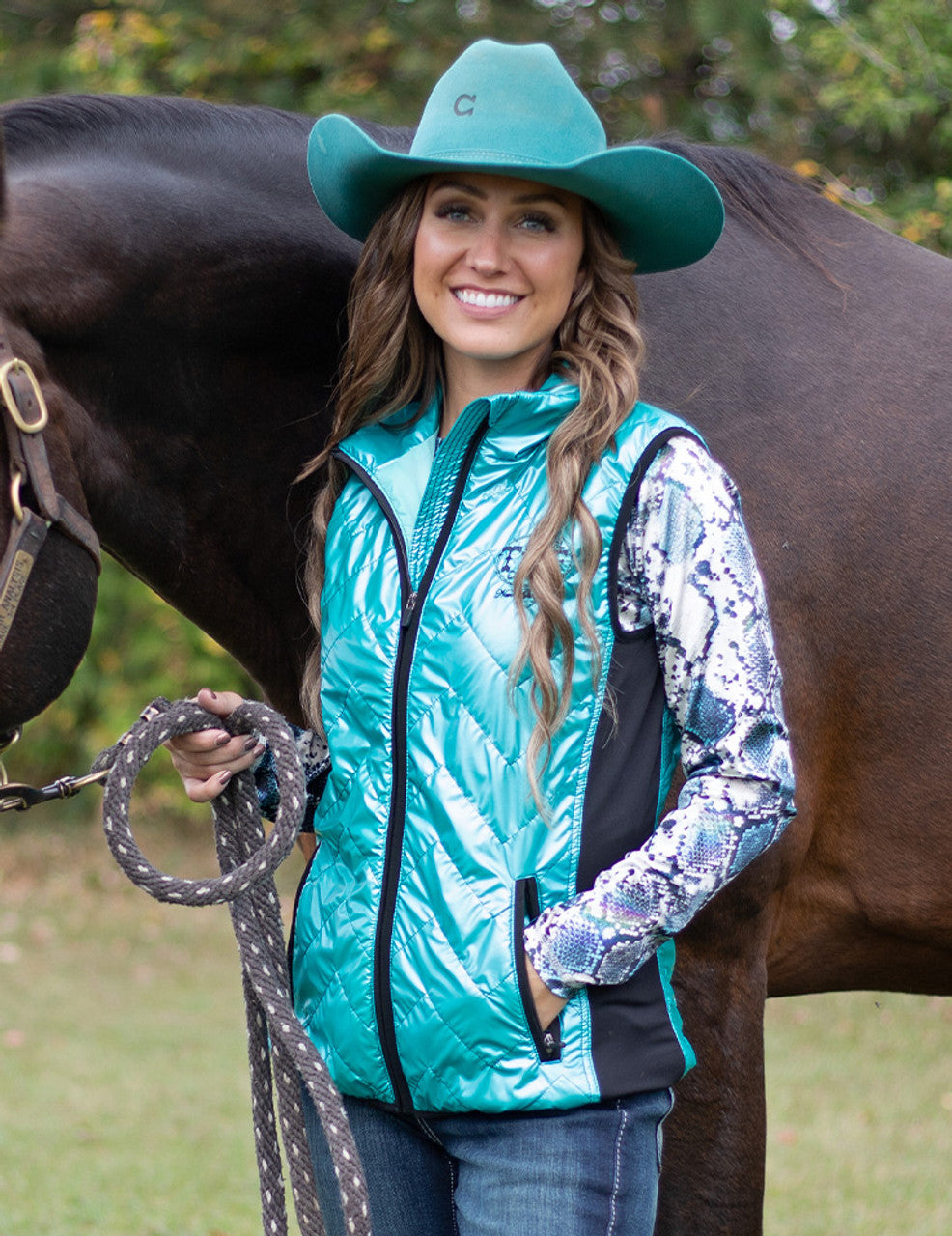 Vest (Turquoise Mid-weight With Black Embroidery Logos)