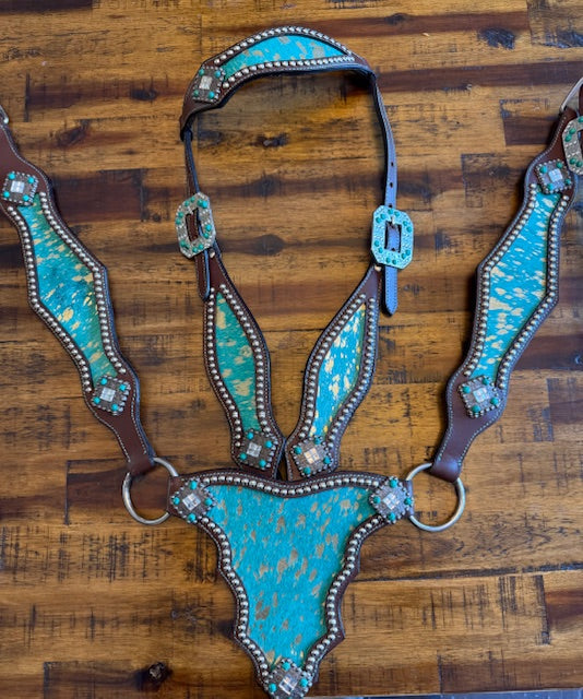 SLWG Turquoise/Gold Cowhide Warrior Set