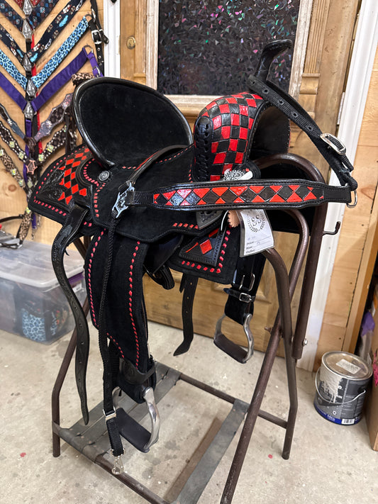 Silva Martin 13” Red Checkered Black Saddle 50