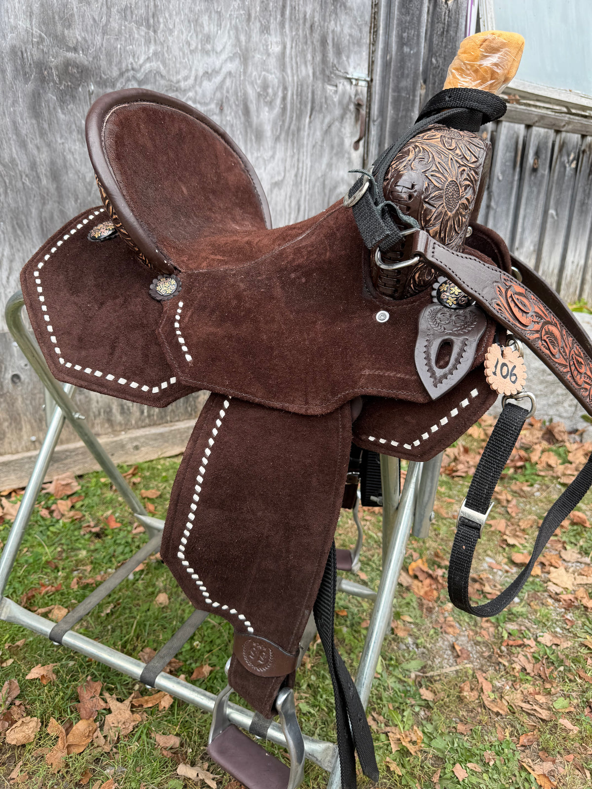 Silva Martin 13.5” Chocolate with White Stitch Saddle 106