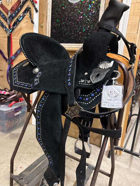 Silva Martin 14.5” Black/Blue Gems Saddle 152 and 76