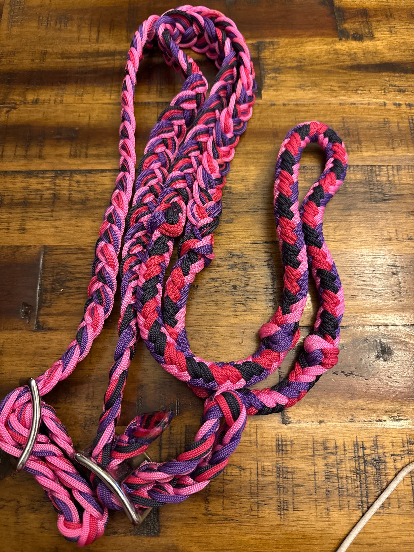 7' Braided Nylon Barrel Reins with Easy Grip Knots