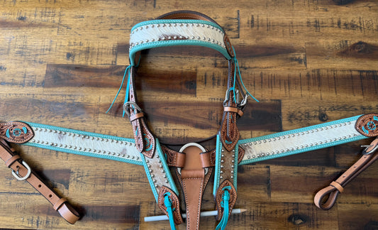 Cowhide Cove Browband Headstall and Breastcollar set - PONY SIZE