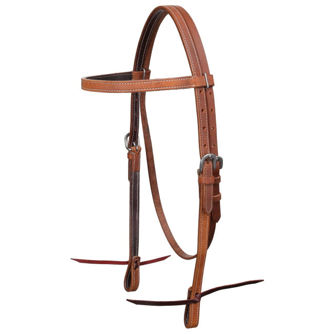 Classic Stitch Argentina Cow Leather Browband Headstall with Leather Ties