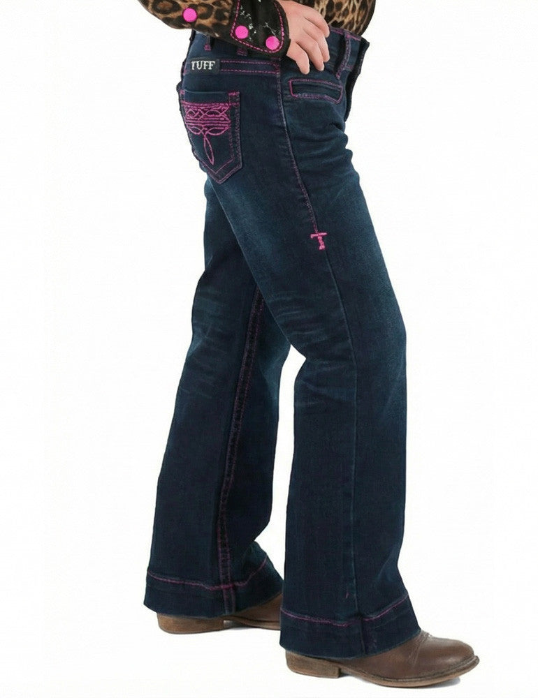 Girls Pink Boot Stitch Trousers