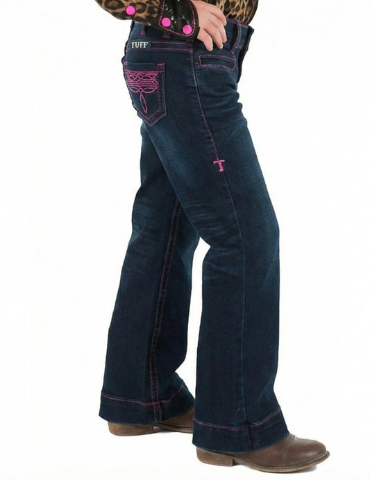 Girls Pink Boot Stitch Trousers