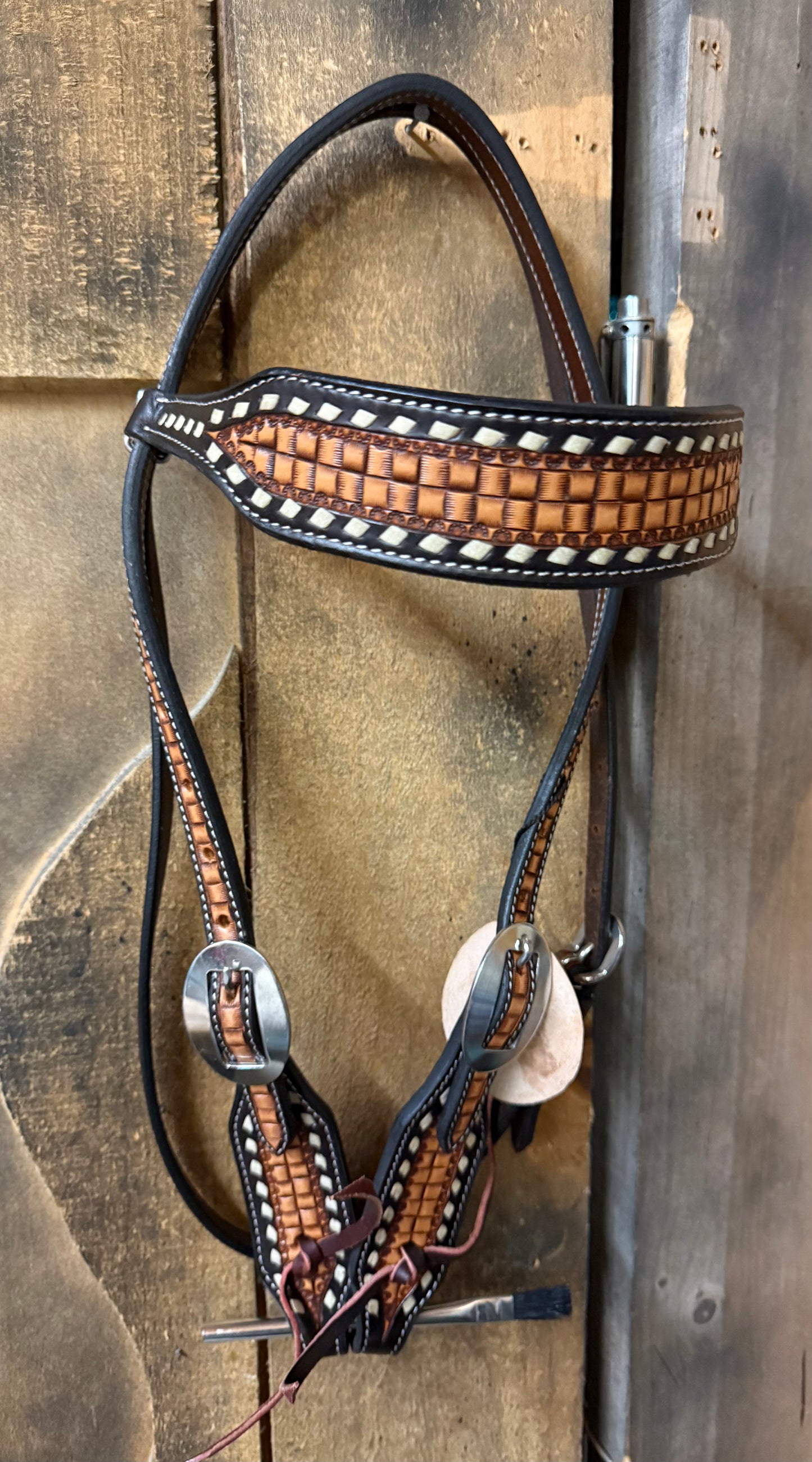 Plains Patch Argentina Cow Leather Browband Headstall