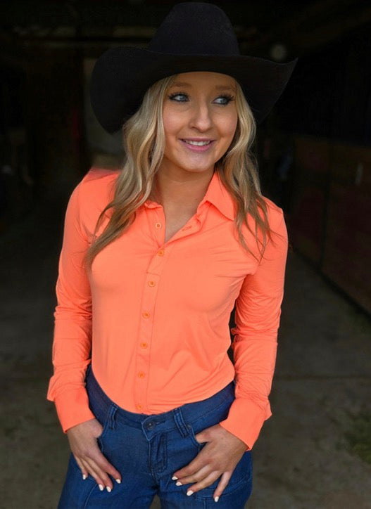 Pullover Button Up (Tangerine Breathe Lightweight Stretch Jersey) (Copy)
