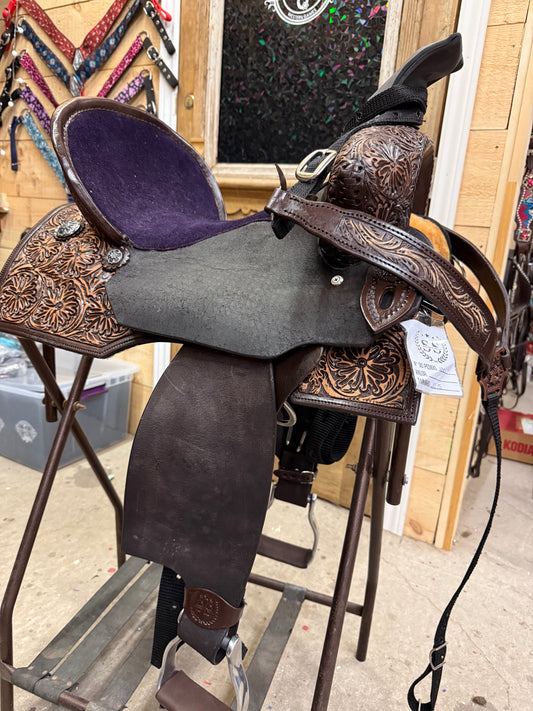 Silva Martin 15.5” Leather Brown/Purple Saddle 130
