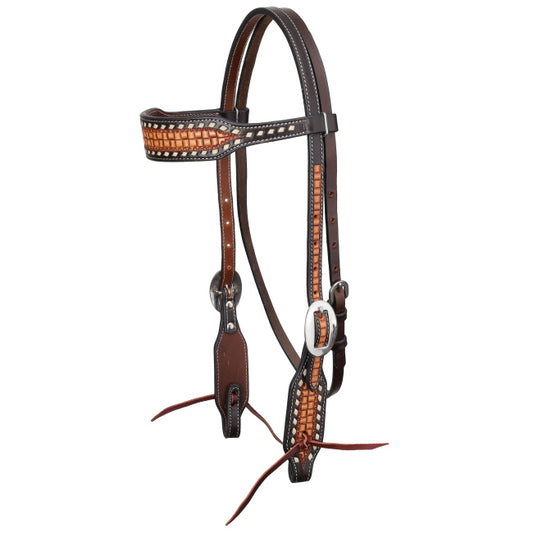 Plains Patch Argentina Cow Leather Browband Headstall