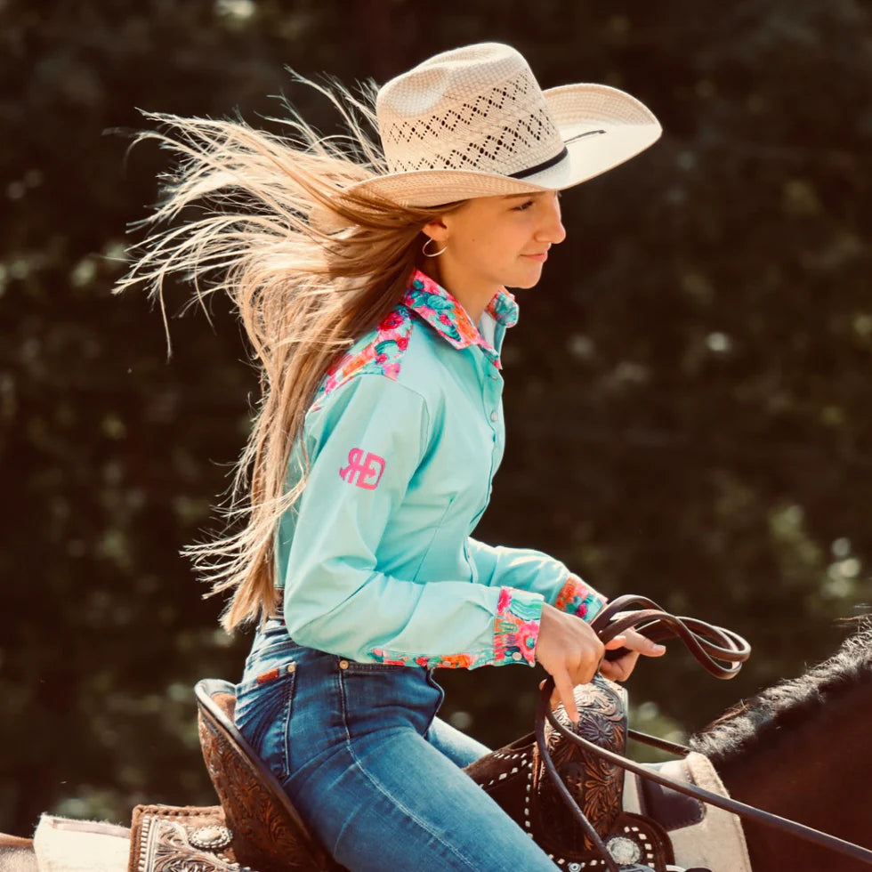 Rocket Donkey Teal Cactus Rodeo Shirt