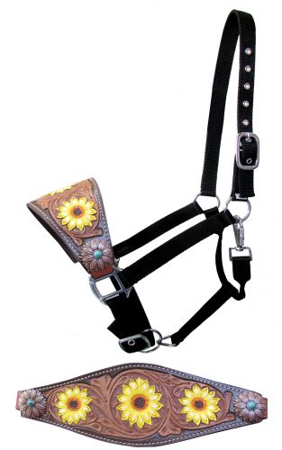 Nylon Bronc Halter with hand painted sunflower noseband