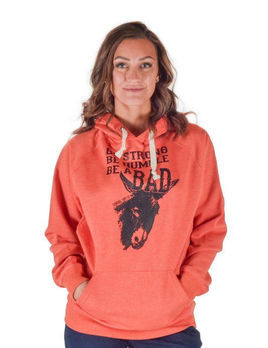 Be Strong, Be Humble, Be a Bad A$$ Black Print Unisex Hooded Sweatshirt (Tangerine)