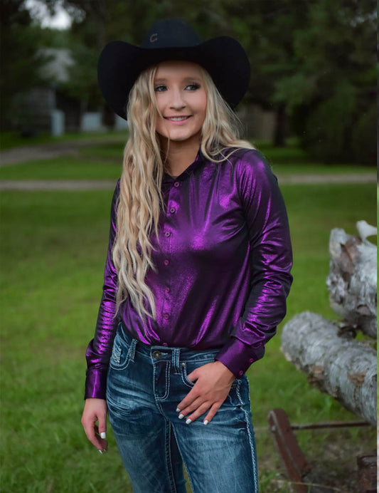 Pullover Button Up (Dark Purple Shimmer Lightweight Stretch Jersey)